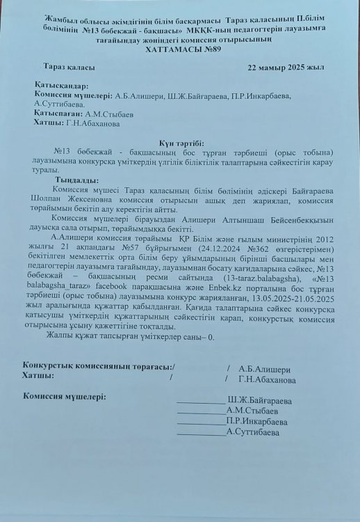 Конкурс нәтижесі (Тәрбиеші орыс тобына)