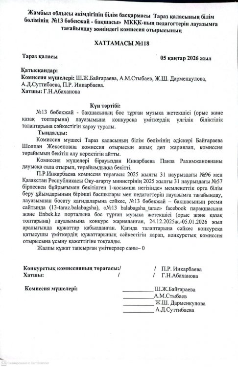 Музыка жетекшісі лауазымына құжат тапсырған үміткерлер саны