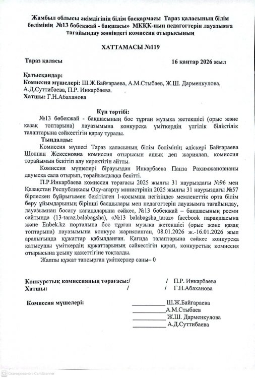 Музыка жетекшісі лауазымына құжат тапсырған үміткерлер саны